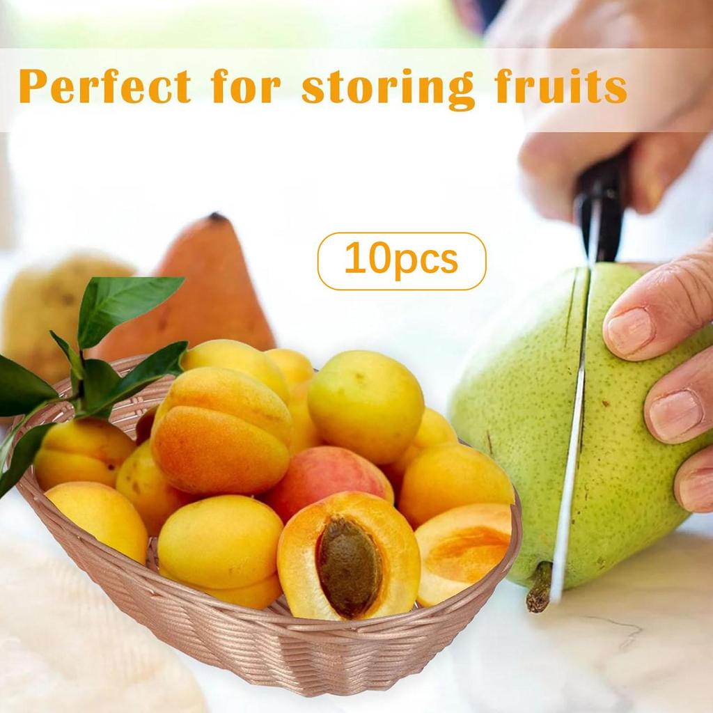 10 штук Плетеные хлебные корзины Корзины для подачи еды Портативная плетеная корзина для фруктов в деревенском стиле для кафе, дома, пикника, столовой, на открытом воздухе