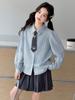 Girls' Autumn 2026 School Style Three-Piece Set: Striped Shirt, Embroidered Vest, Pleated Skirt