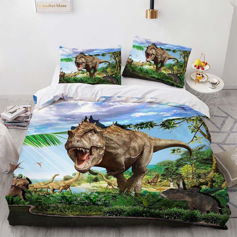 3D Dinosaur Bedding Sets Jurassic World Polyester Duvet Cover Sets Unique Dinosaur Bedding For Kids Adults Full King Twin Size