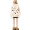 Women's Cartoon Plush Teddy Backpack - Cute Autumn/Winter Fashion School Bag in White