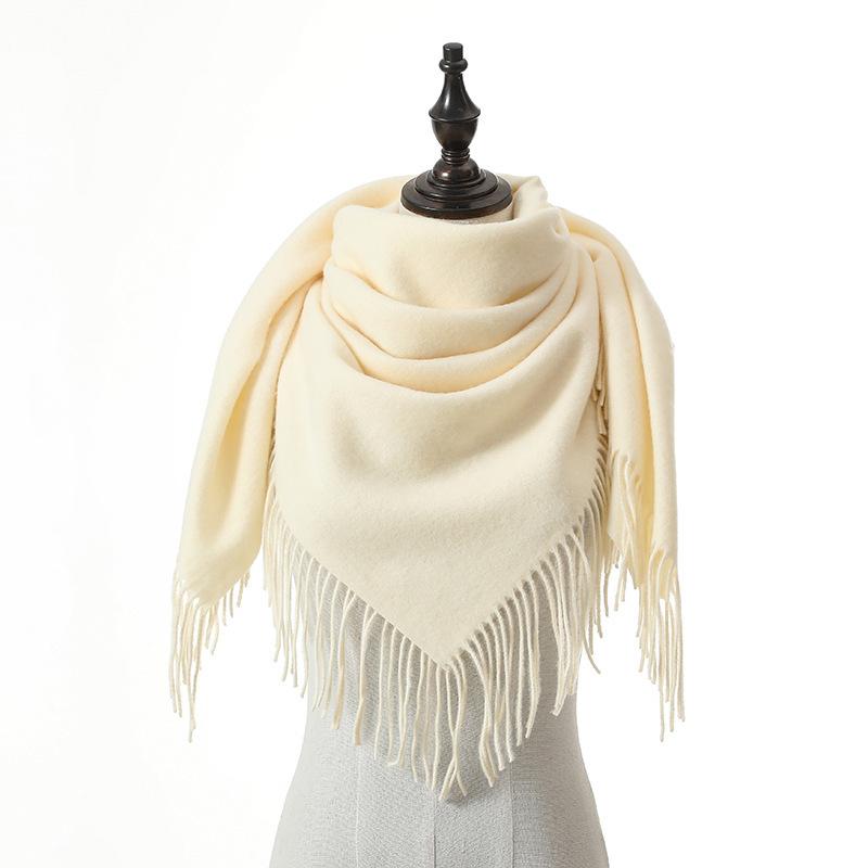 New Solid Color Wool Square Scarf Women's Imitation Cashmere Autumn and Winter Warm Scarf Cashmere Shawl