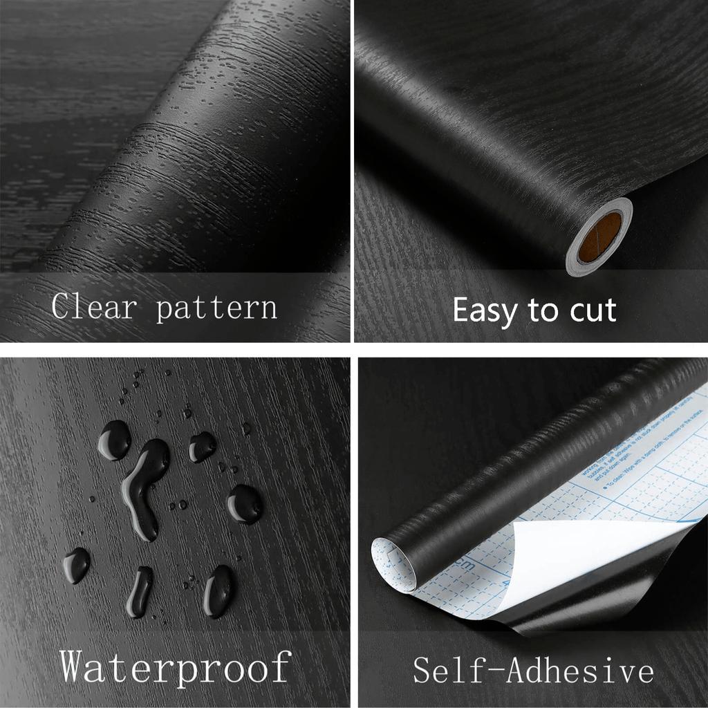 Wide Wood Grain Self Adhesive PVC Wallpaper Waterproof Vinyl Wall Sticker for Kitchen Cabinet Door Home Furniture Decor