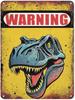 Mfoever  Funny Beware of The Dinosaur Tin Sign Retro Metal Wall Decor Poster Vintage Sign for Home Bar Garage Garden Patio Porch Bathroom