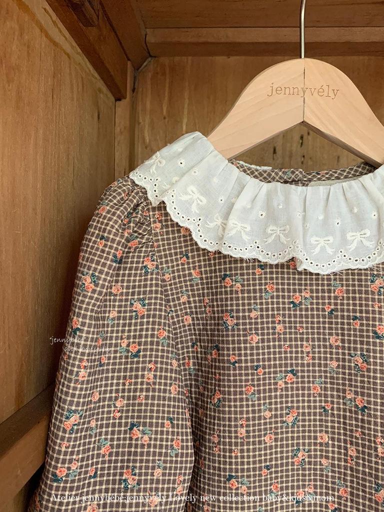 Jenny Kids Осенний набор из 2 предметов для девочки 2025: Рубашка в корейском стиле с кружевным воротником Питер Пэн и юбкой-комбинезоном