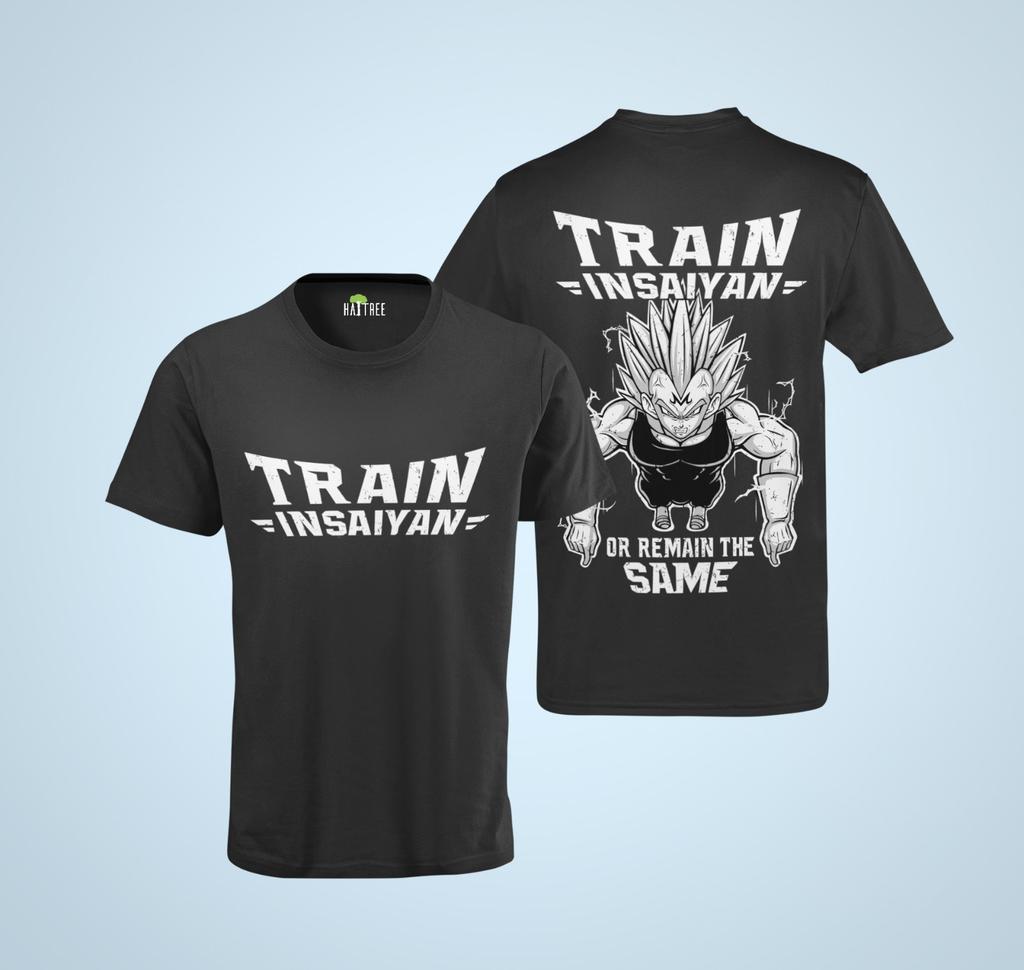 Mens Organic Cotton Train Insaiyan or Remain the Same Gym Sport Fitness T-Shirt Mens Womens Tees Top