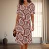 Женская мода изящный ретро узор принт лето весна короткий рукав О-образный вырез повседневные платья