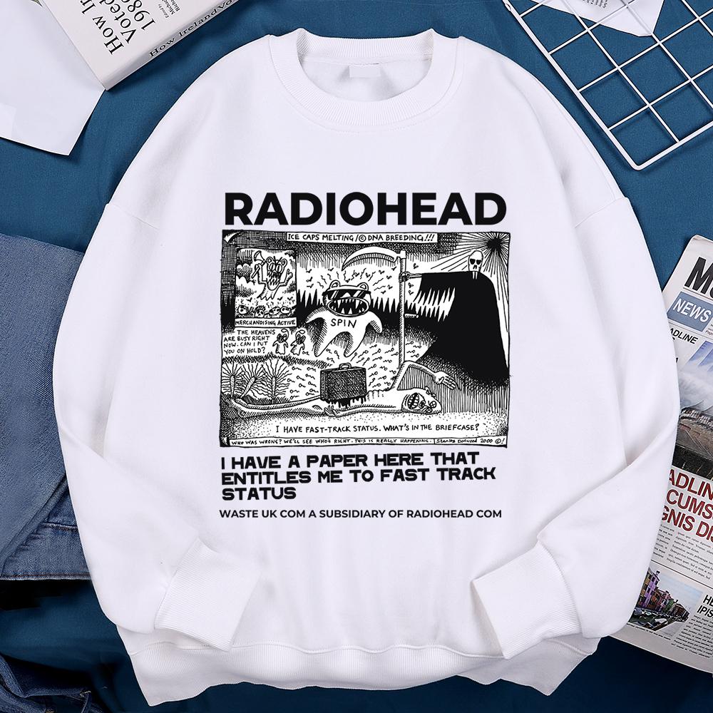 Смешная одежда с принтом Radiohead для мужчин и женщин, хип-хоп, свободное худи, винтажный пуловер, толстовка, осенний флис, флисовый пуловер, для пары