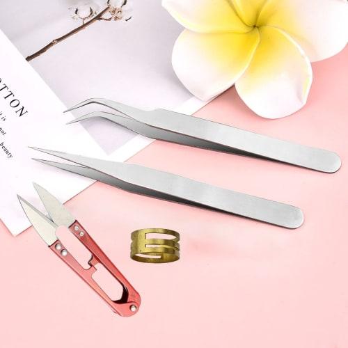 GOOMAND 8-Piece Craft Tool Set for Making Accessories, Includes Tweezers, Nippers, and Scissors (Flat Tweezers, Round Tweezers, Rings, and Awls)