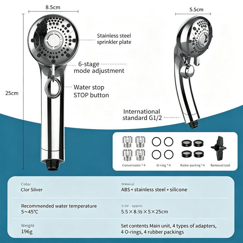 New Japanese Made High-End Microbubble Nano Water Beauty Handheld Showerhead, Button Water Stop New Model, High-End Minimalist