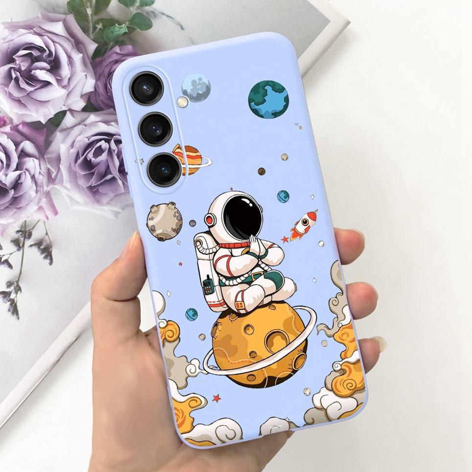 Для Huawei Samsung Galaxy M15 F15 Задняя крышка Мягкий матовый жидкий силикон Чехол Samsung F15 Корпус Астронавт Динозавр