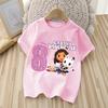 Gabby Girl Cartoon Dollhouse T-shirt 2025 Summer Children's Casual T-shirt Children's Fashion Printed Clothing Anime Cute Top