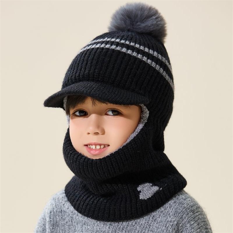 Children's hats autumn and winter winter versatile knitted hats boys winter scarf wool hat baby hat set