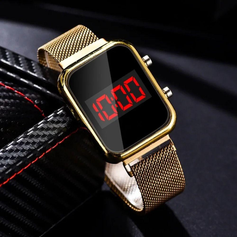 Magnetic Buckle Digital Watch LED Lighting Screen Men Wrist Clock Party Daily Styling