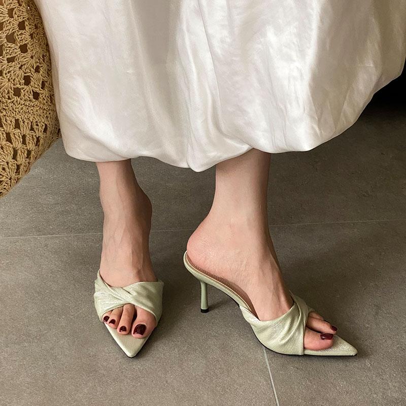 Мода Мода Остроносые Женские Туфли-Лодочки на Высоком Каблуке Женская Обувь Шлепанцы Элегантные Женские Туфли на Тонком Каблуке