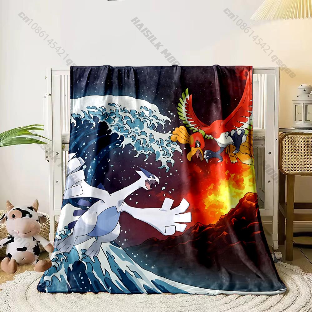Best Seller! Classic Japanese Anime Pokemon Card Retro Charizard Print Blanket Home Travel Blanket Sofa Bedding Cover Blanket