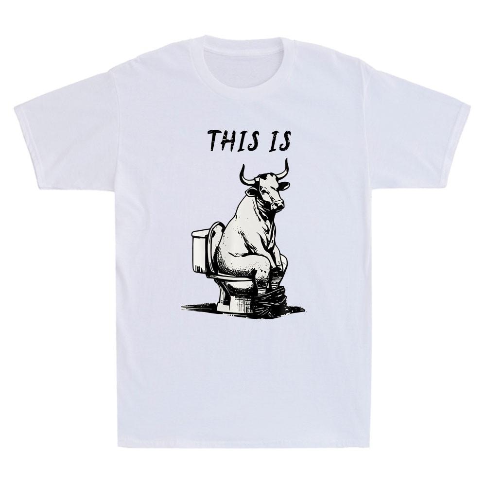 This Is Bullshit Funny Cow Sit On Toilet Meme Sarcastic Quote Joke Men's T-Shirt