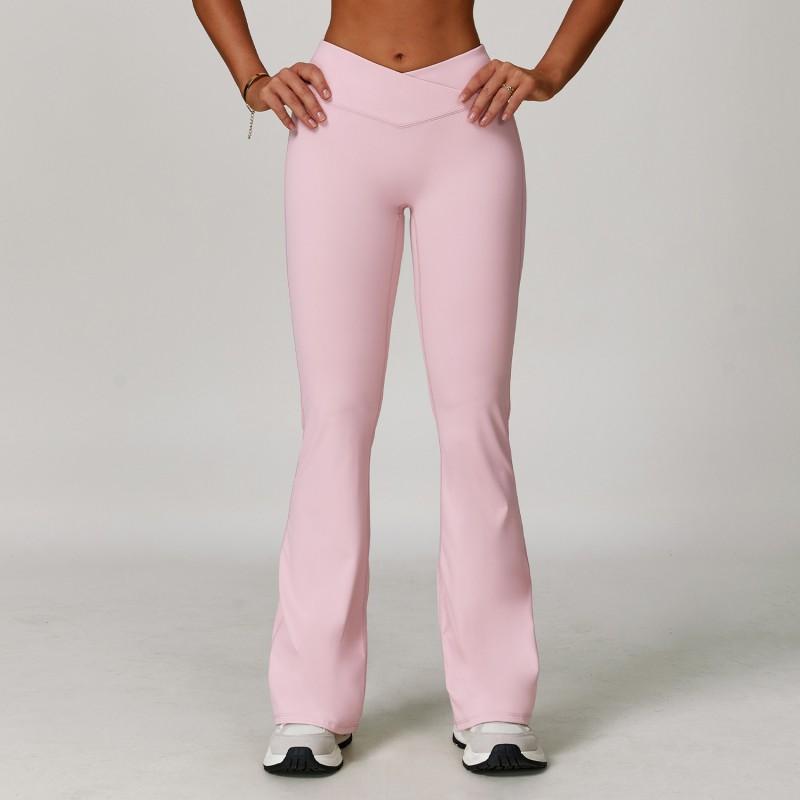 High-Waisted Cross-Back Yoga Leggings Women Stretchy Fitness Running Pants Flared Style Fall