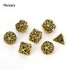 7 Pcs Golden Black Octopus Metal Dice Hollow Metal Polyhedral Dice Set Suitable for Role-Playing RPG  Board Game Card Game