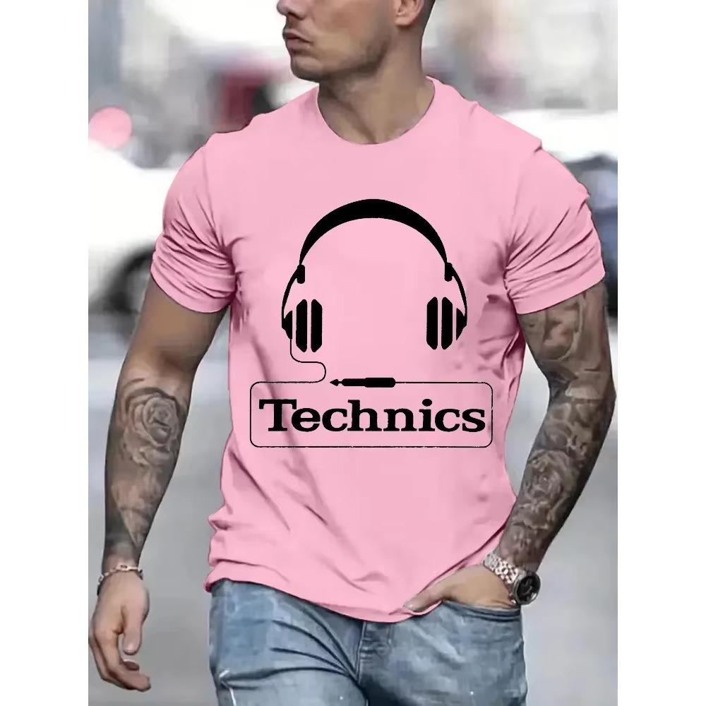 Футболки с принтом наушников Technics, мужские модные футболки Harajuku, свободные летние футболки с коротким рукавом, модные свободные футболки DJ