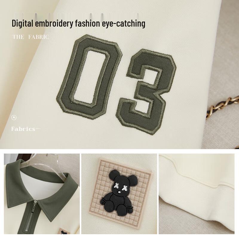 Women's Academy Style Color Block Lapel Sweatshirt