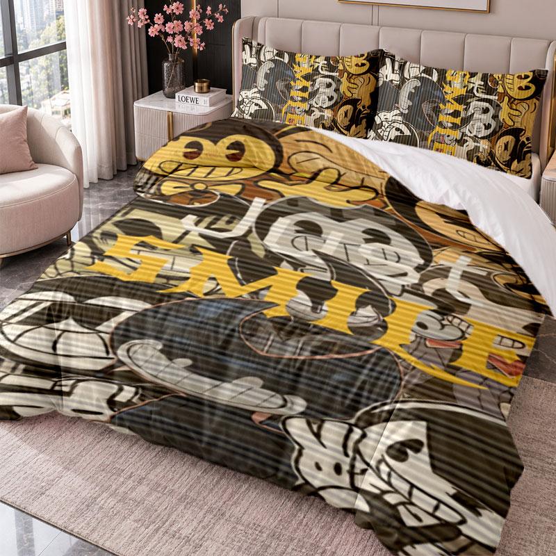 Bendy and the Ink Machine 3Pcs Bedding Set Duvet Cover With Two Pillowcases For Bedroom Home Decoration