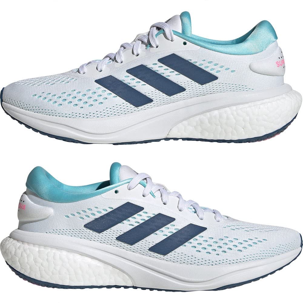 Adidas Supernova 2 Running Shoes, Women's, White/Wondersteel/Bliss Blue (GW9100), Size 22.5 cm