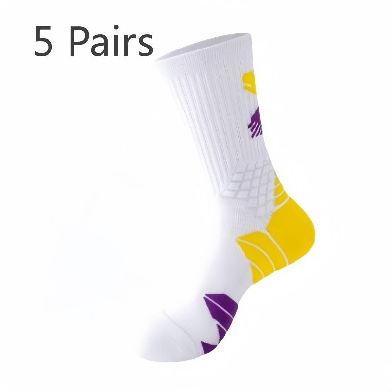 5 пар мужских утолщенных носков-труб с махровой подошвой для профессионального баскетбола