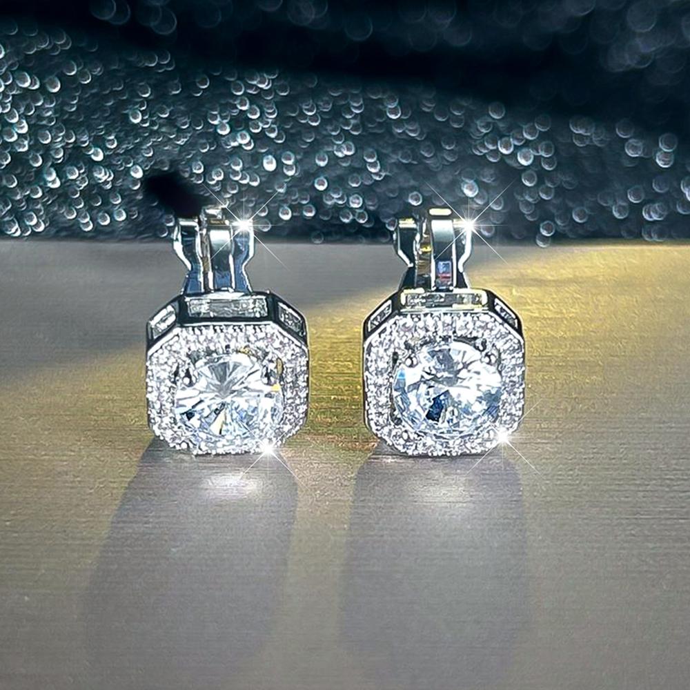 Simple Square CZ Clip Earrings for Women Girls Cute No Pierced Earrings Wedding Party Jewelry