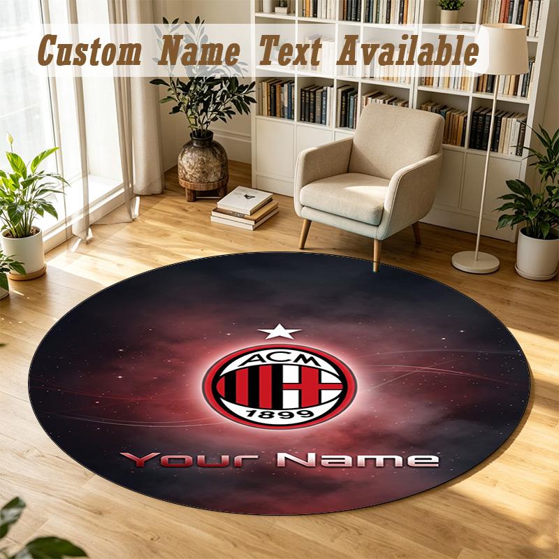 Round Rug Custom NameAC Milan Pattern Non Slip Carpet Home Floor Decor