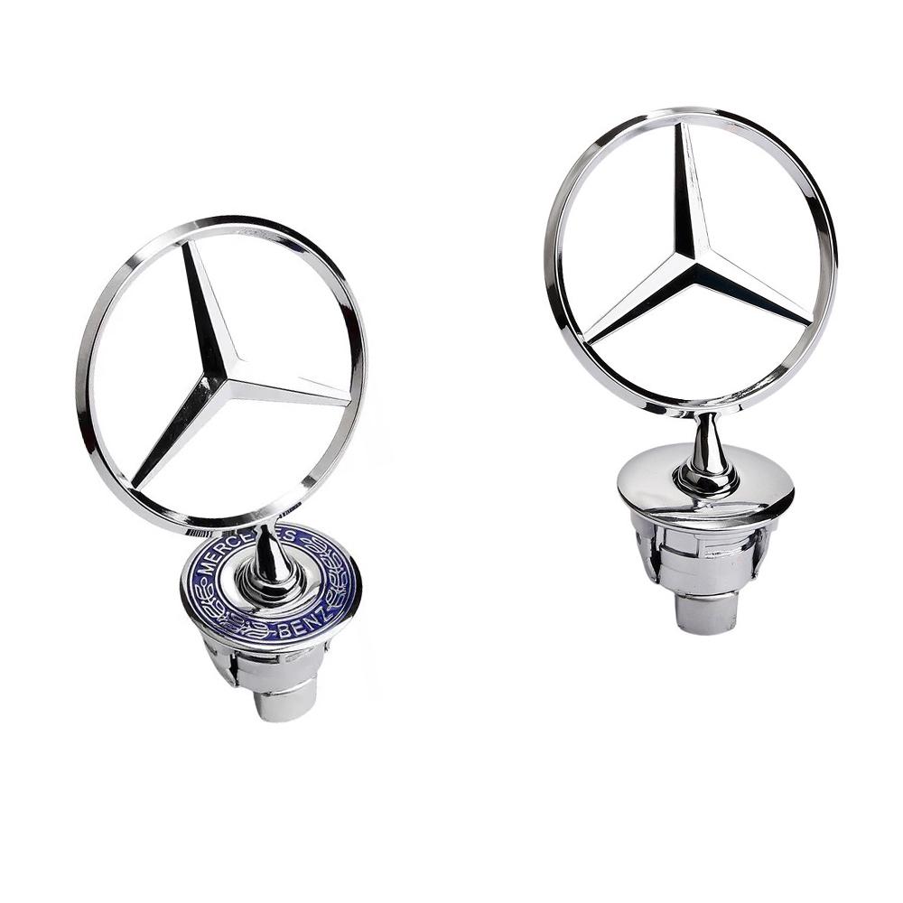 CRH1 1pcs 44mm 3D Metal Blue Chrome Star Bonnet Hood Logo Emblem Badge for Mercedes Benz W202 W203 W204 W208 W210 W220 W221