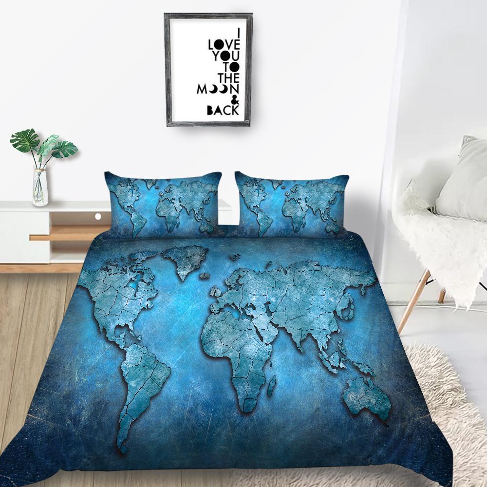 Новая мода Мода Стиль Duver Чехол Набор Уникальный Дизайн Пододеяльник Набор Мальчиков Подростков King Queen Size Роскошные Постельные Принадлежности Костюм Карта Постельные Наборы