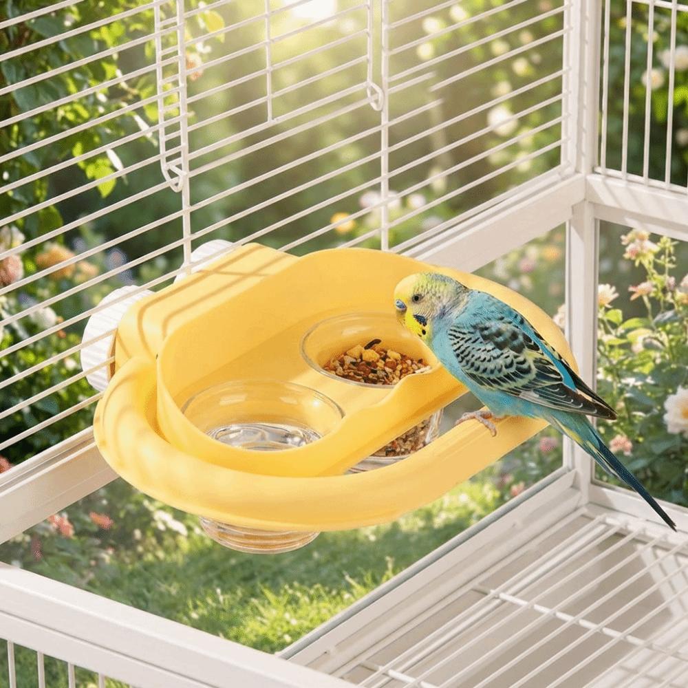 Splash-Proof Bird Water Food Bowl Stain-Resistant Bird Double-Compartment Bowl Cockatiels