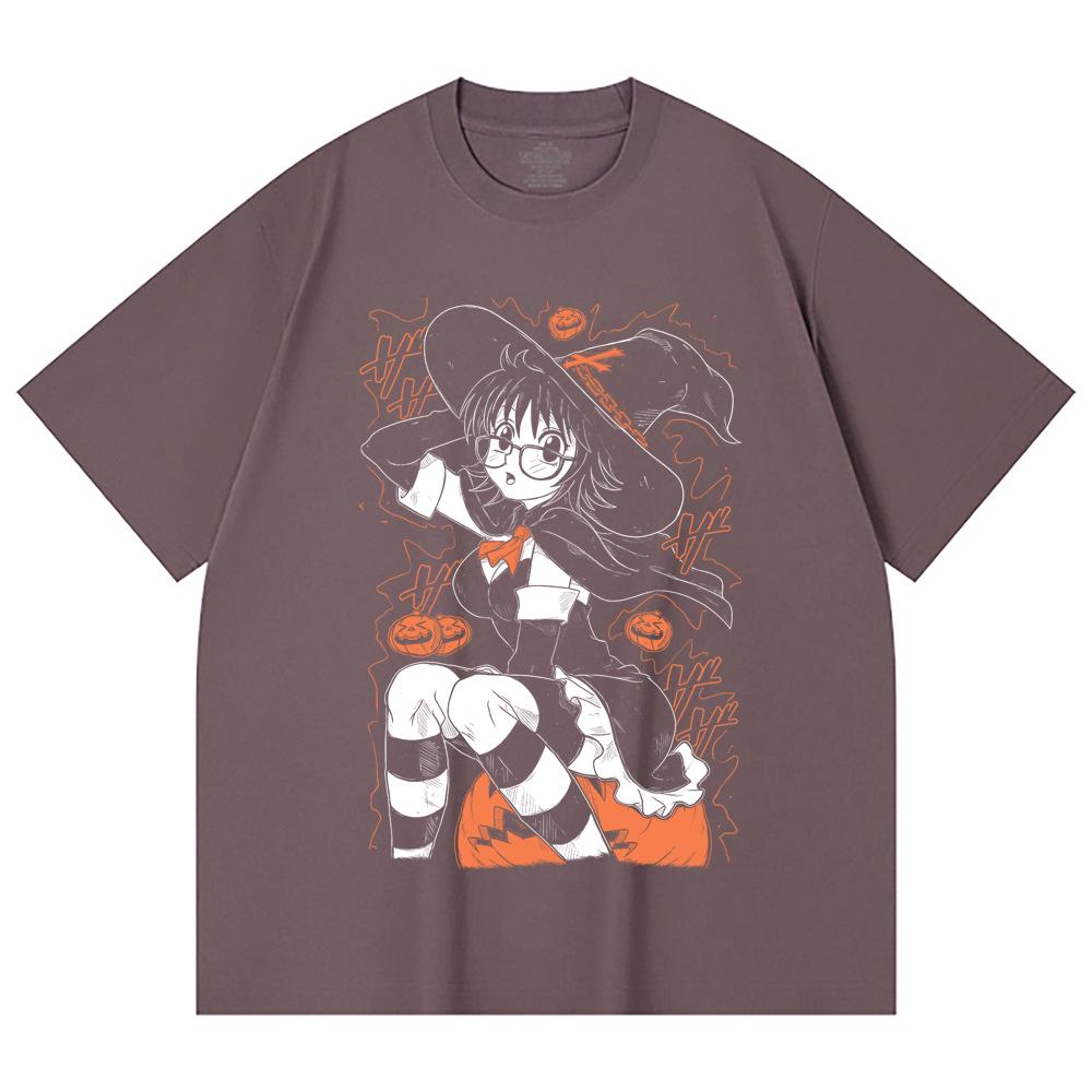 230 г/м² 100% хлопок HXH V11 Shizuku Хэллоуин Принт Унисекс Тяжелая хлопковая футболка