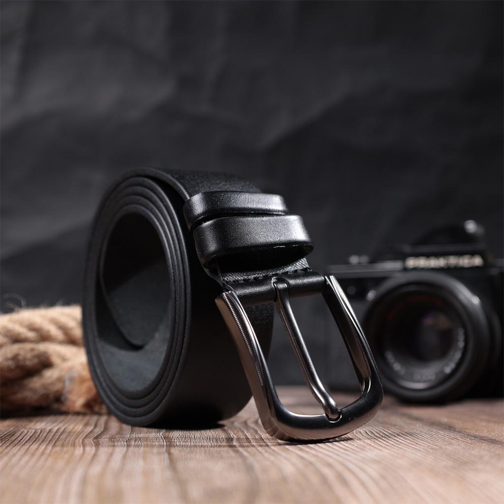 Stylish Men's Belt Vintage Belt 20804 Made of Genuine Leather 115x3.8 Cm Black