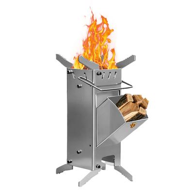Дровяная походная ракетная печь для кемпинга, для пеших походов, путешествий, пикника, барбекю, из нержавеющей стали, портативная дровяная печь
