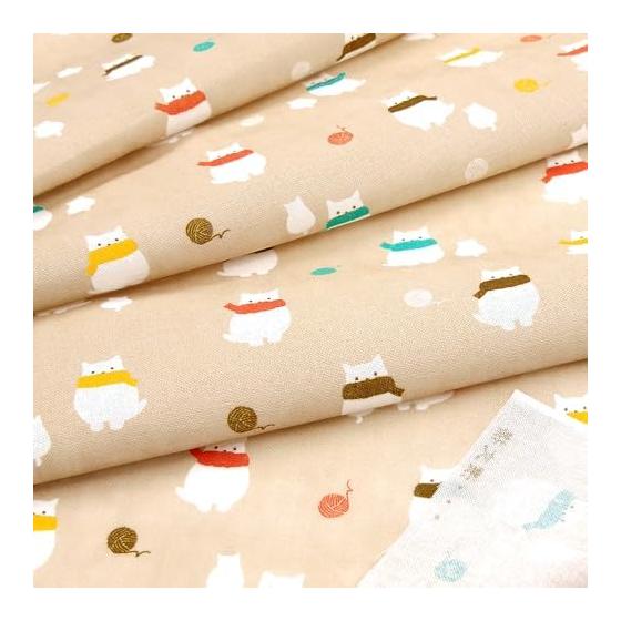 Hamamonyo Tenugui Towel - Cat Pattern, 100% Cotton, Approx. 34cm x 90cm, Raw Edge