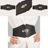 Fashion Gold Buckle Decoration Women Casual Black Faux Leather Belt For Dress And Coat Fashion Accessory