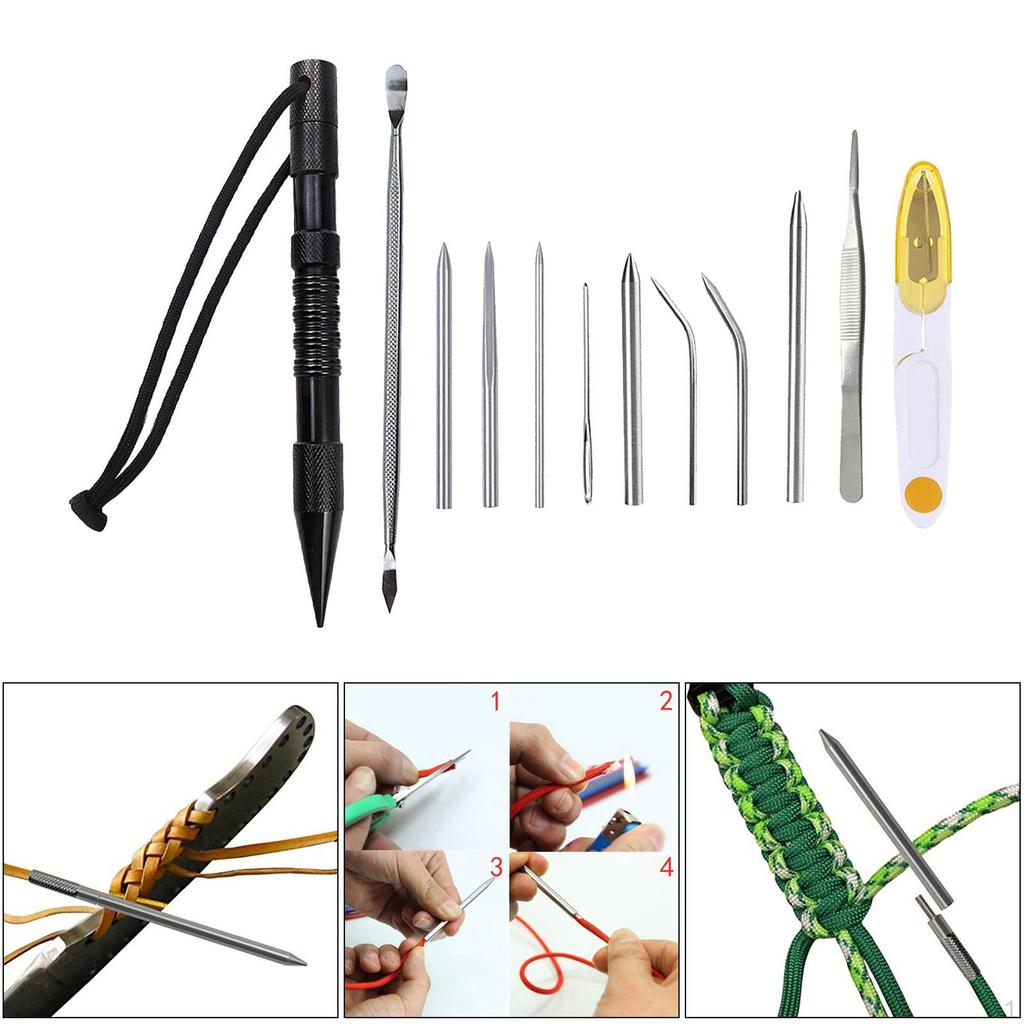 4/9 / 12x Knot Tools, Stainless Steel Set Cord And Straightening Tool for Leather Work Or