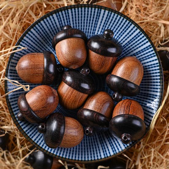 1/5Pcs Mini Acorns Storage Box Solid Wood Pill Box Outdoor Portable Rosewood Acorns Tablets Storage Case Container Organizer Sealed Can