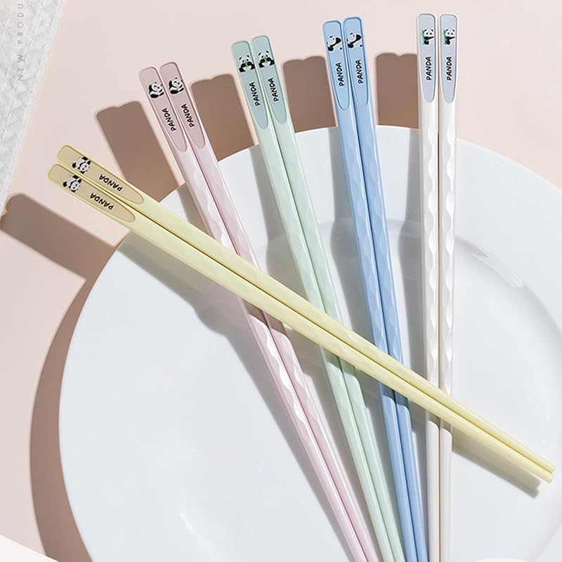 Chopsticks Reble Dishwasher Safe, 9.57 inches Pink Non-slip Lightweight Fiberglass Chop Sticks, Asian Cuisine Japanese Chinese Chopstick Gift Set, 5
