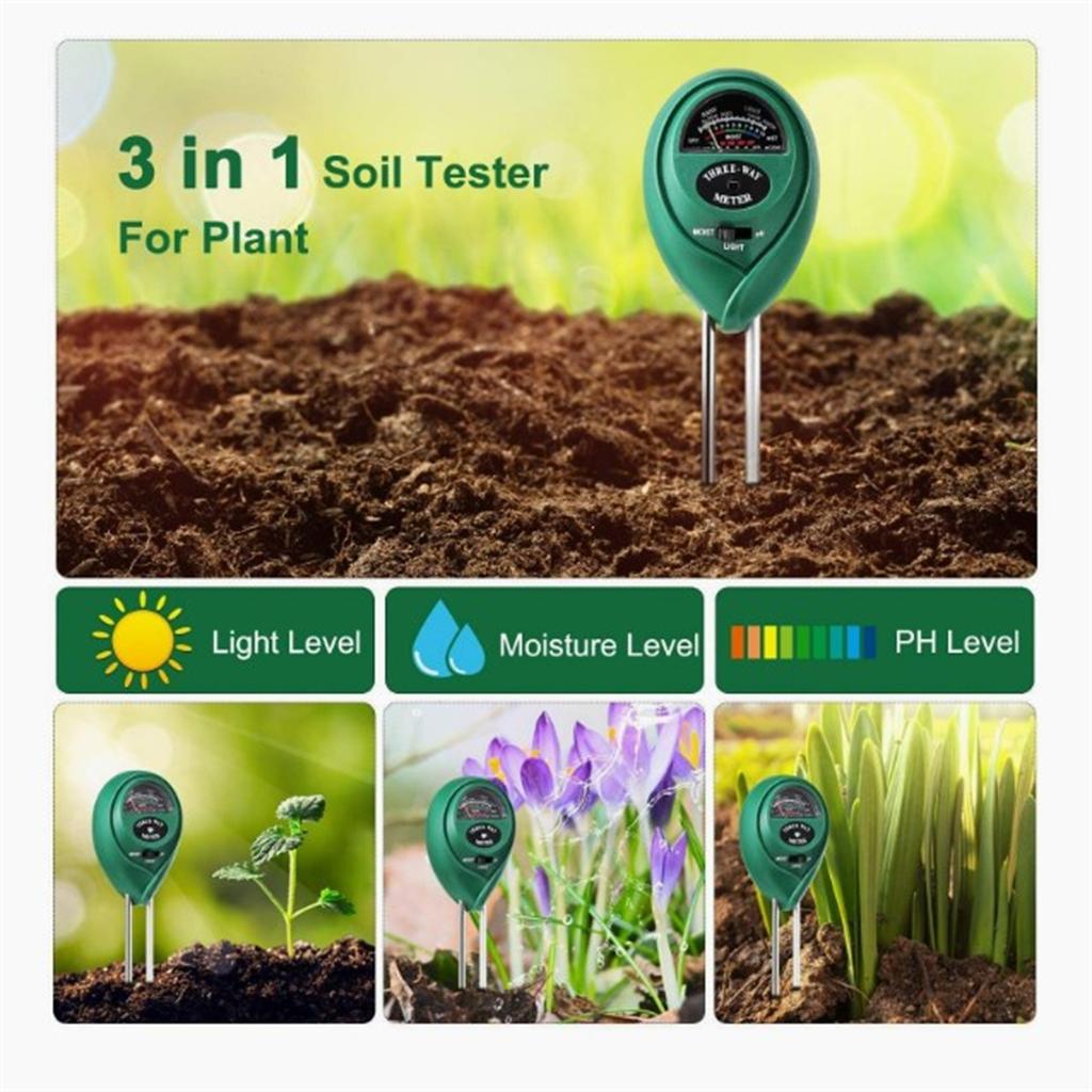 3 In 1 Soil Moister Tester Water Ph Light Test Meter Kit Gardening Tools For Garden Indoor Outdoor