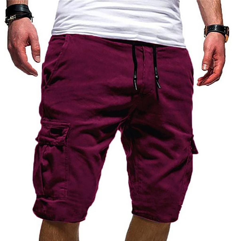 (Projector)Men's Summer Casual Outdoors Casual Patchwork Pockets Overalls Sport Tooling Shorts Pants