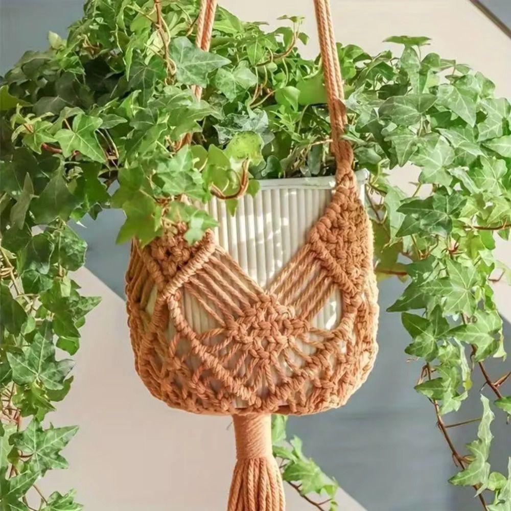 Boho Plant Hanger Cotton Rope Woven Flower Pot for Indoor Outdoor Hanging Succulents
