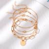 Girls Beach Bohemian Round Brand Pendant Bracelet 4 Sets of European Charm Bracelet Temperament Gold Elegant Star Pendant Necklace Elegant Bracelet
