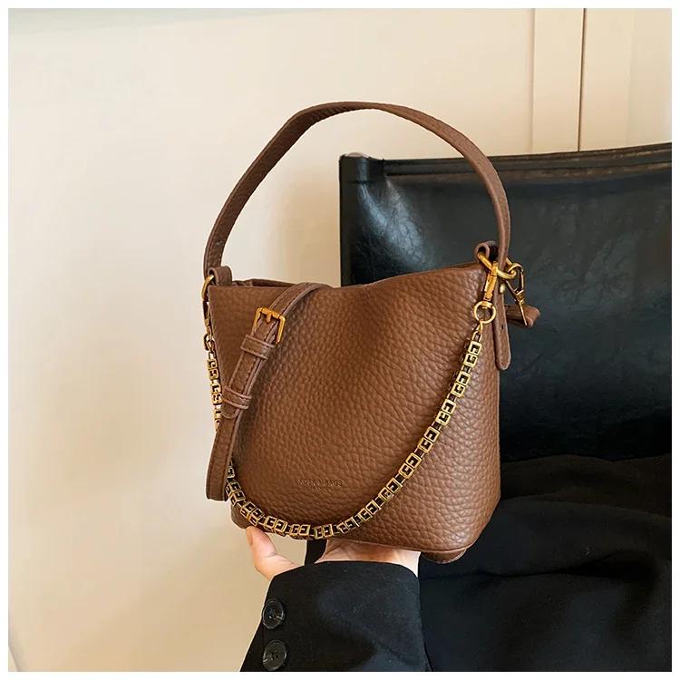 Ретро-сумка на цепочке для женщин, сумка-ведро, через плечо, элегантная, универсальная, высококачественная, доступная, роскошная, новая