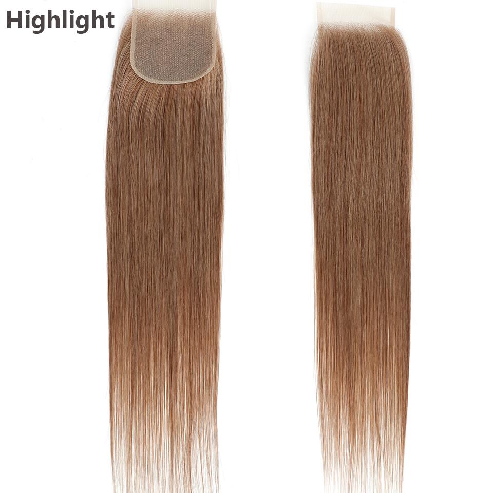 Magicae 4X4 Lace Closure Straight 22Inches Blond 27/613 Highlight Synthetic Heat Resistant Pre-Plucked Transparent Lace Hair