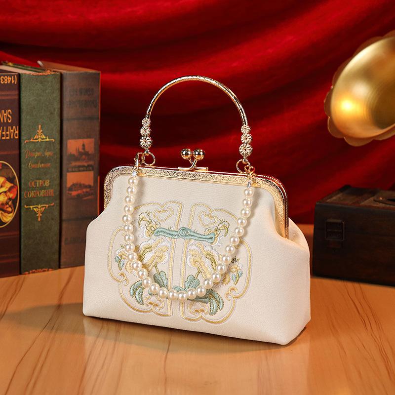 Вышитые женские сумки Маленькие квадратные сумки Сумки с пряжкой для подружек невесты Нишевые сумки Суя Ханфу ципао невеста