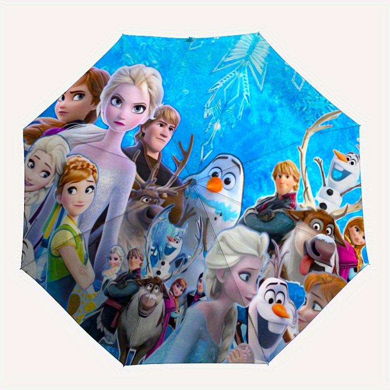 Frozen Elsa Anna Olaf Snowman Automatic 3-Fold Umbrella Design, Cute Cartoon Pattern, Portable Outdoor Umbrella, Perfect, Holiday Gift for D