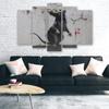 Five Piece Picture Canvas Print Banksy Street Art Rat