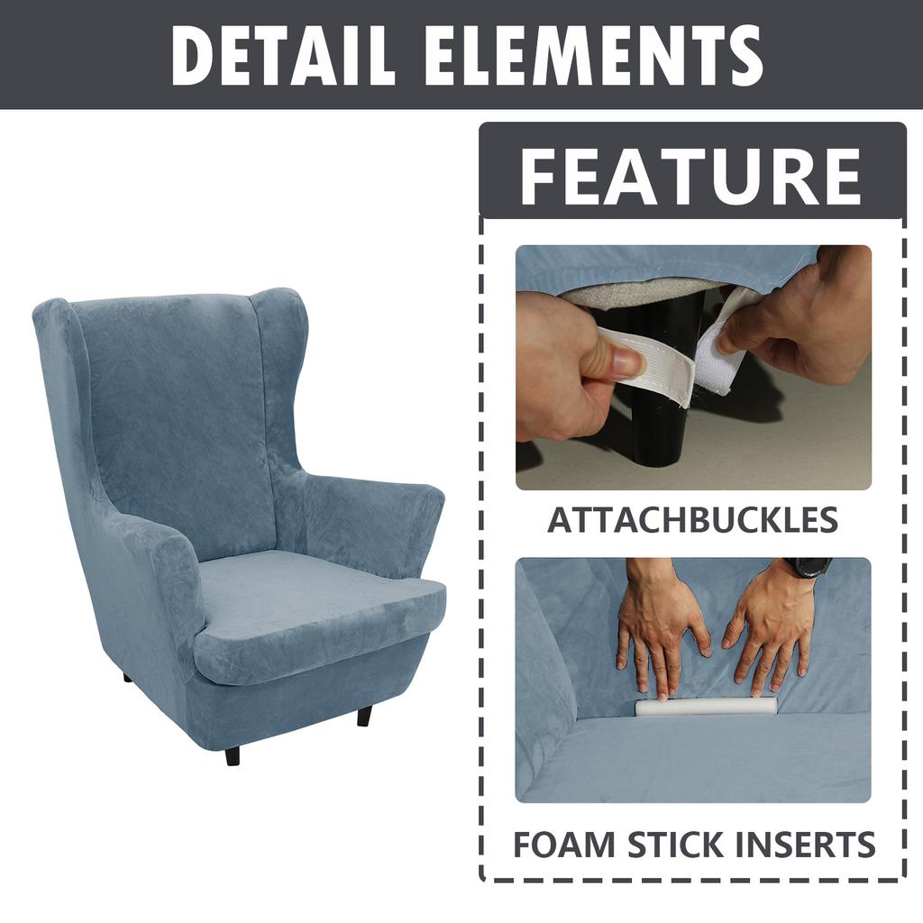 Чехлы для кресел с подголовниками, толстые чехлы для кресел с подголовниками из кораллового бархата, чехлы для диванов, чехлы для кресел с подголовниками, защитные чехлы для мебели в гостиной, сохраняющие тепло